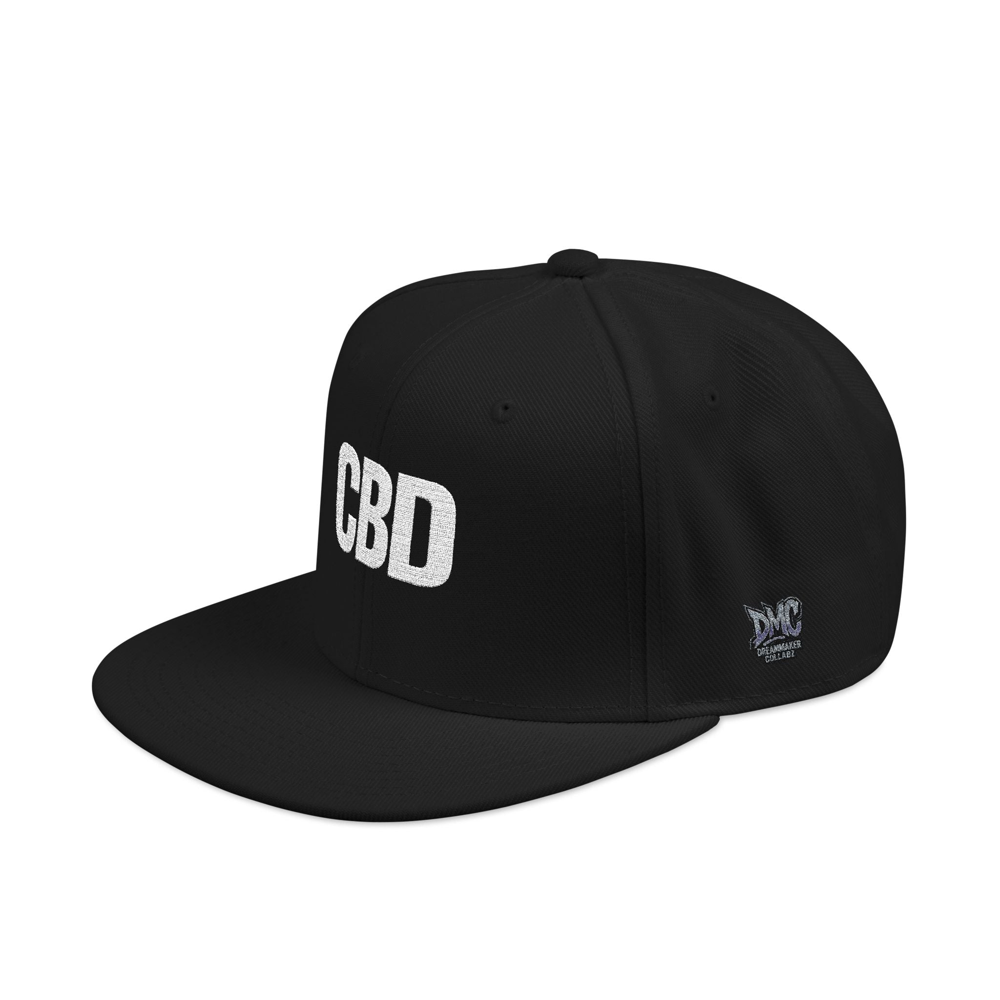 CBD White Embroidered Black Snapback Hat