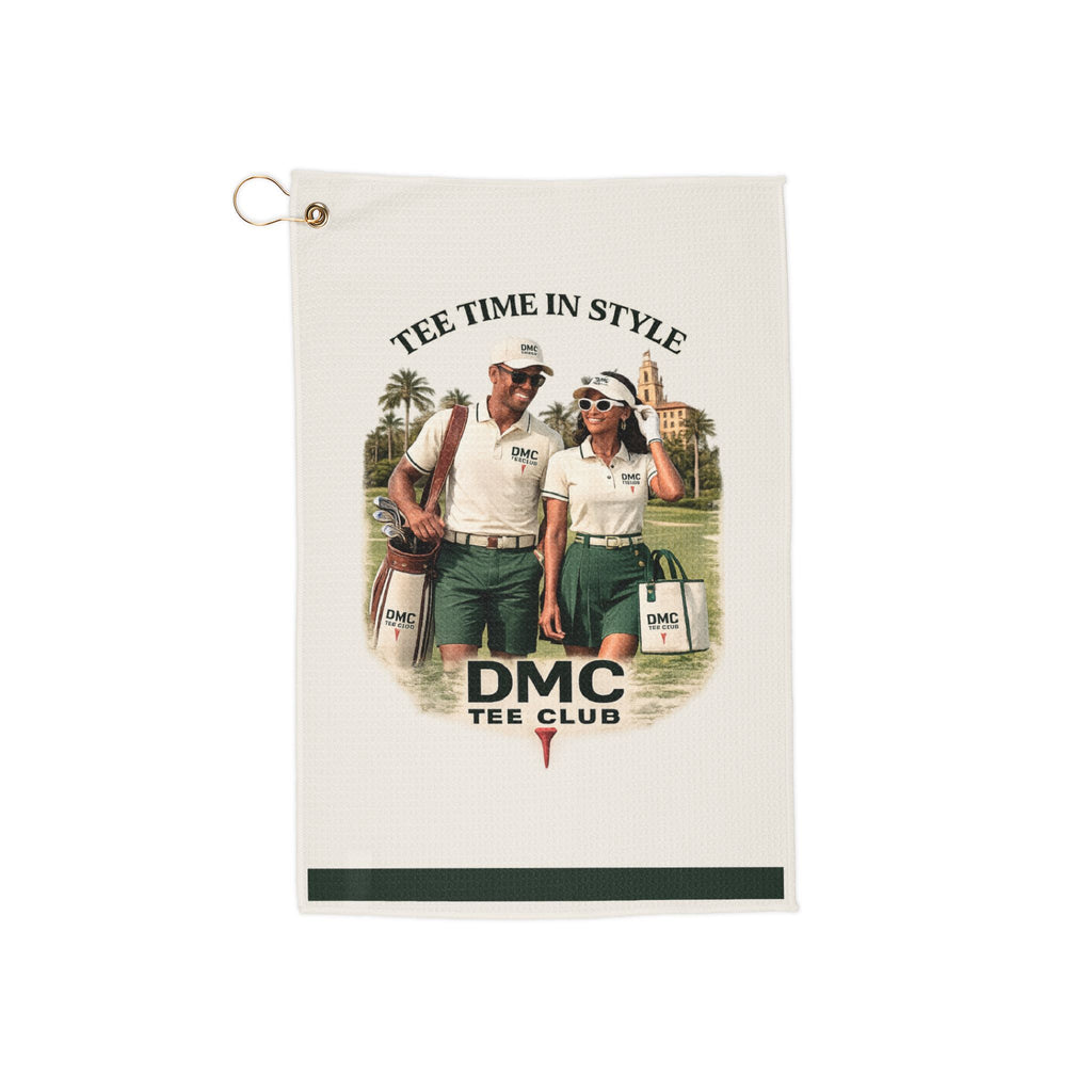Golf Towel - 'Tee Time in Style' Vintage Couple Design, DMC Tee Club Golf Accessory