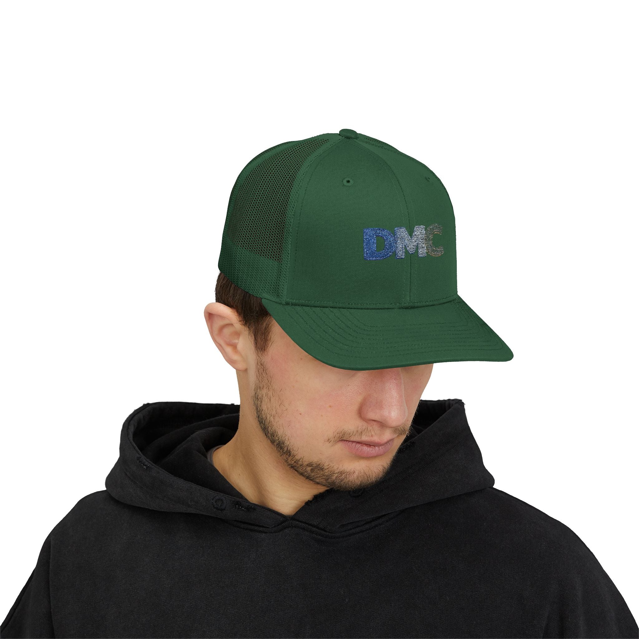 DMC Embroidered Trucker Cap - Retro Logo Snapback Hat