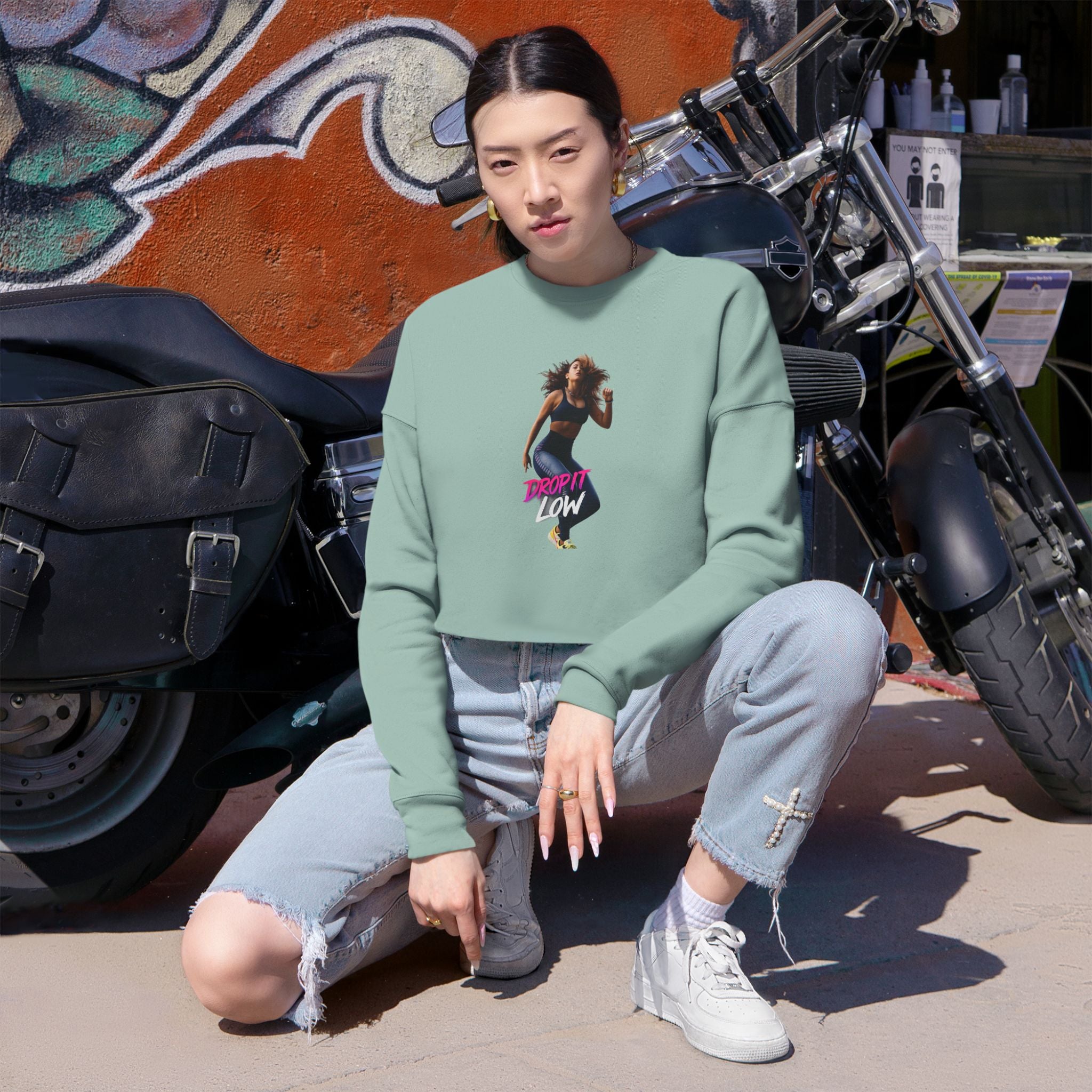 Cropped Sweatshirt — 'Low' Dance Graphic Women's Crop Top