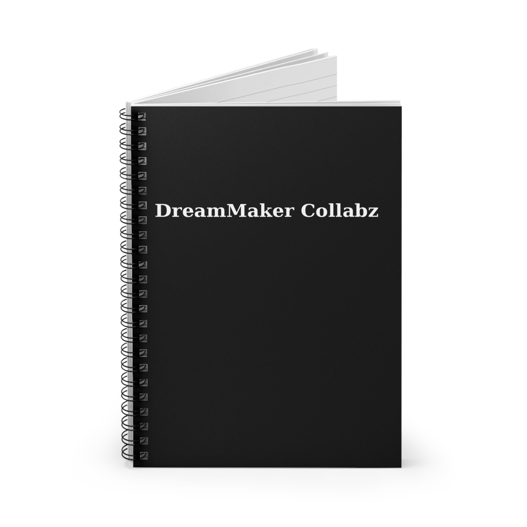DreamMaker Collabz Black Spiral Notebook – Lined Journal for Notes & Ideas