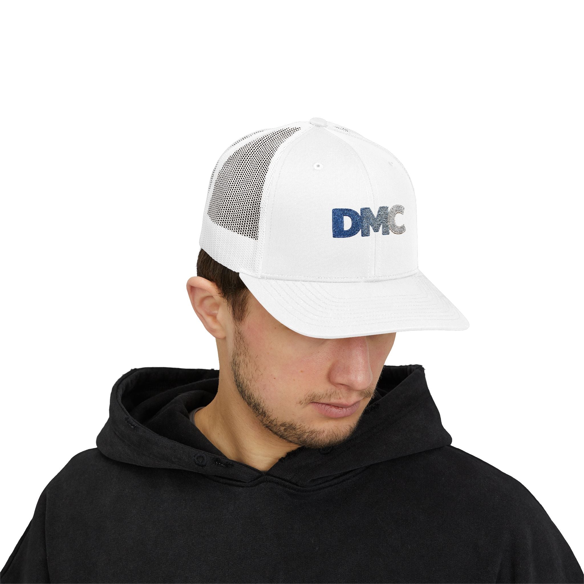 DMC Embroidered Trucker Cap - Retro Logo Snapback Hat