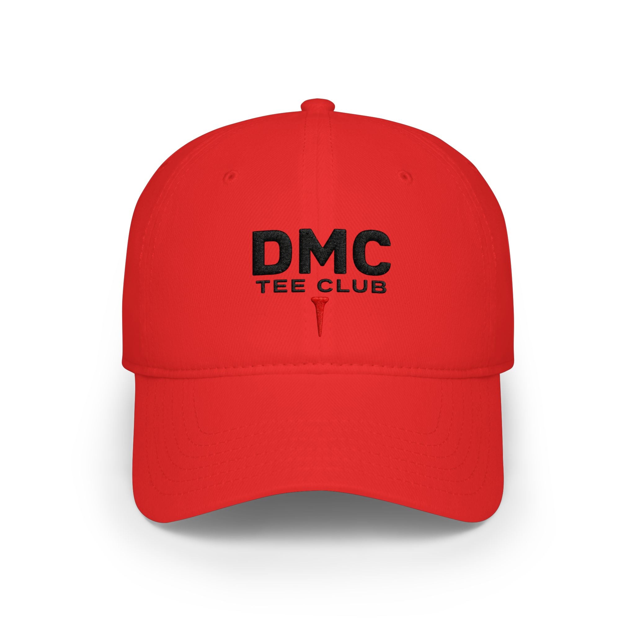 DMC Tee Club Embroidered Baseball Cap — Low Profile Red Hat